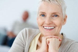 old lady with great dental implants